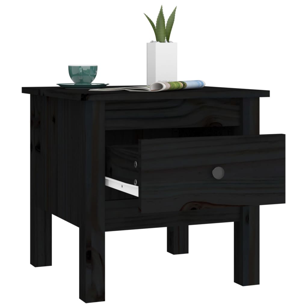 Side Tables 2 pcs Black 40x40x39 cm Solid Wood Pine