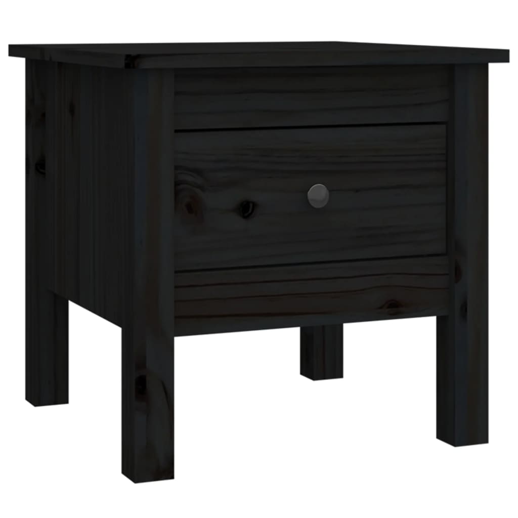 Side Tables 2 pcs Black 40x40x39 cm Solid Wood Pine