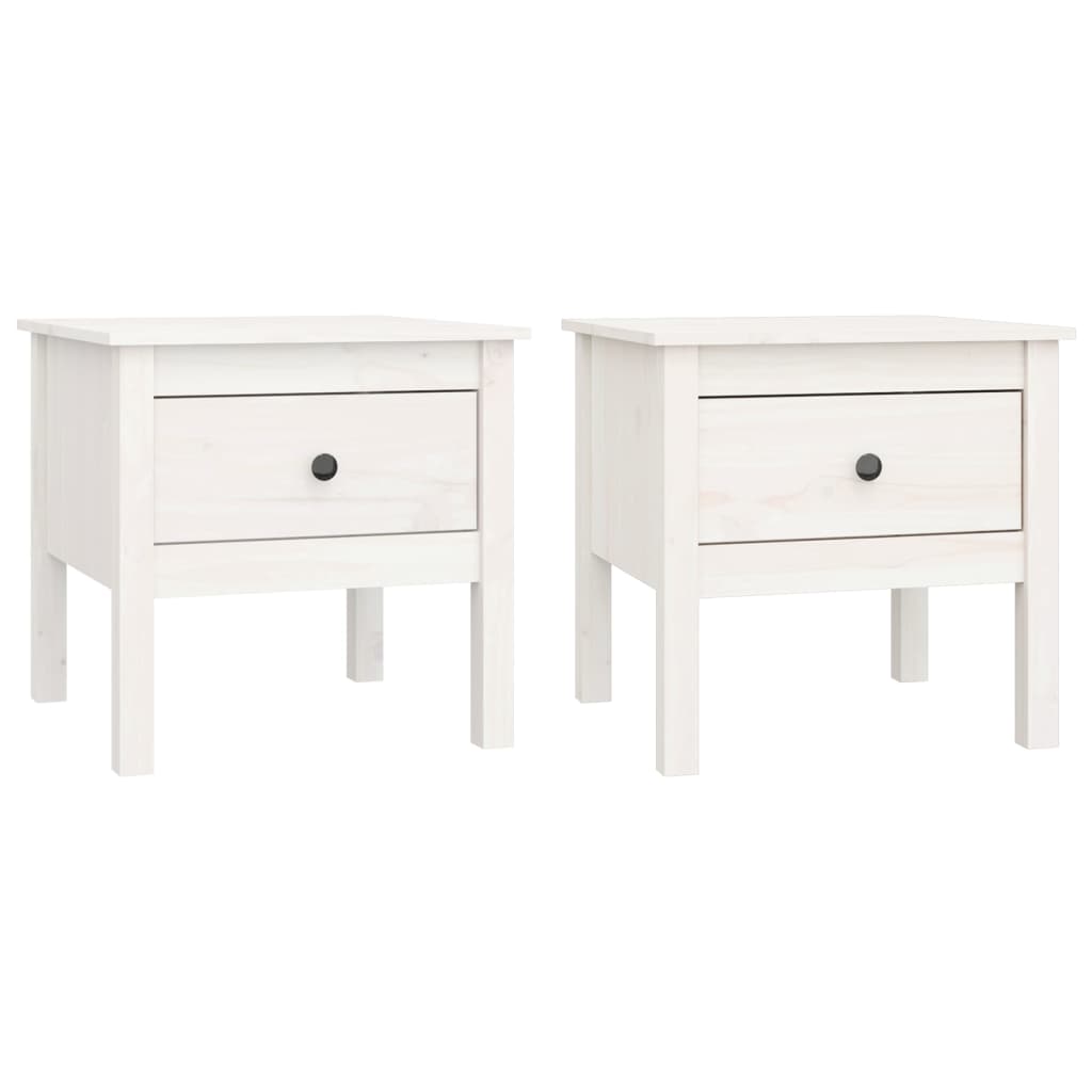 Side Tables 2 pcs White 50x50x49 cm Solid Wood Pine