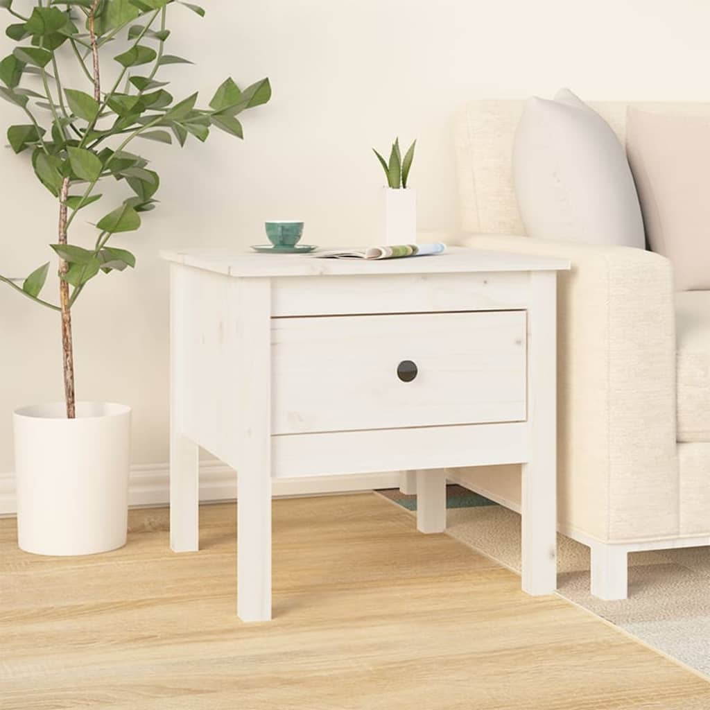 Side Tables 2 pcs White 50x50x49 cm Solid Wood Pine