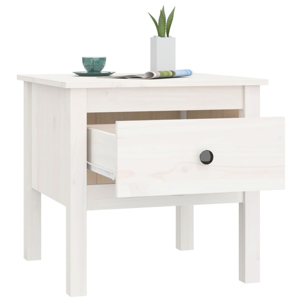 Side Tables 2 pcs White 50x50x49 cm Solid Wood Pine