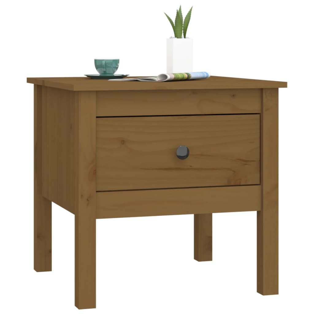 Side Table Honey Brown 50x50x49 cm Solid Wood Pine