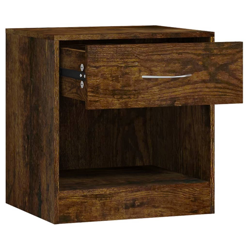 Bedside Cabinets 2 pcs with Drawer Smoked Oak