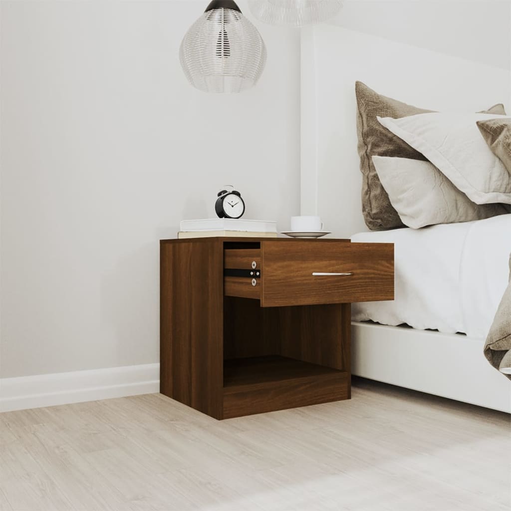 Bedside Cabinets 2 pcs with Drawer Brown Oak