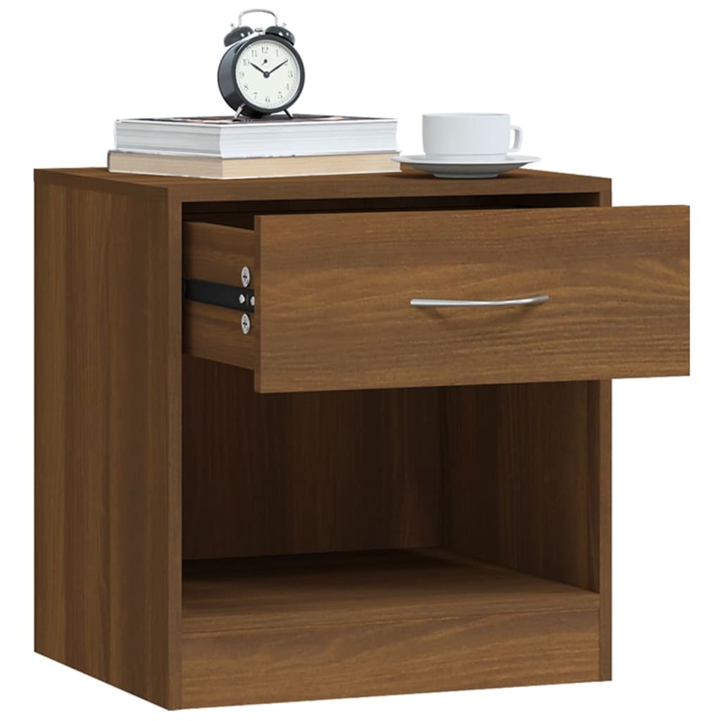 Bedside Cabinets 2 pcs with Drawer Brown Oak