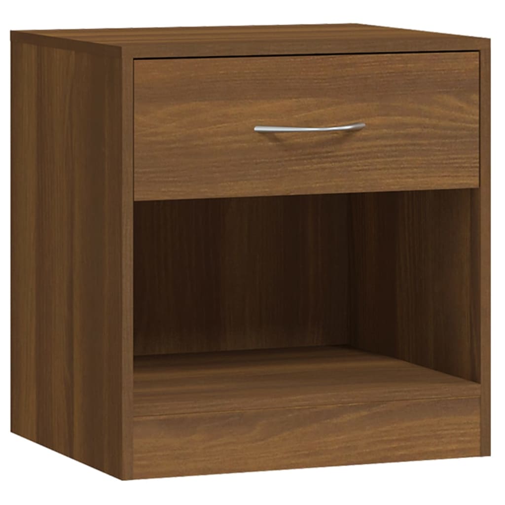 Bedside Cabinets 2 pcs with Drawer Brown Oak