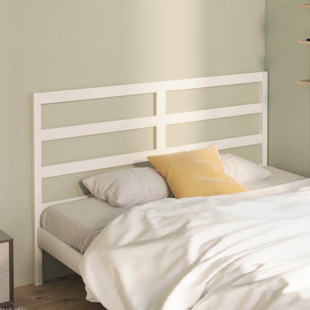 Bed Headboard White 141x4x100 cm Solid Wood Pine