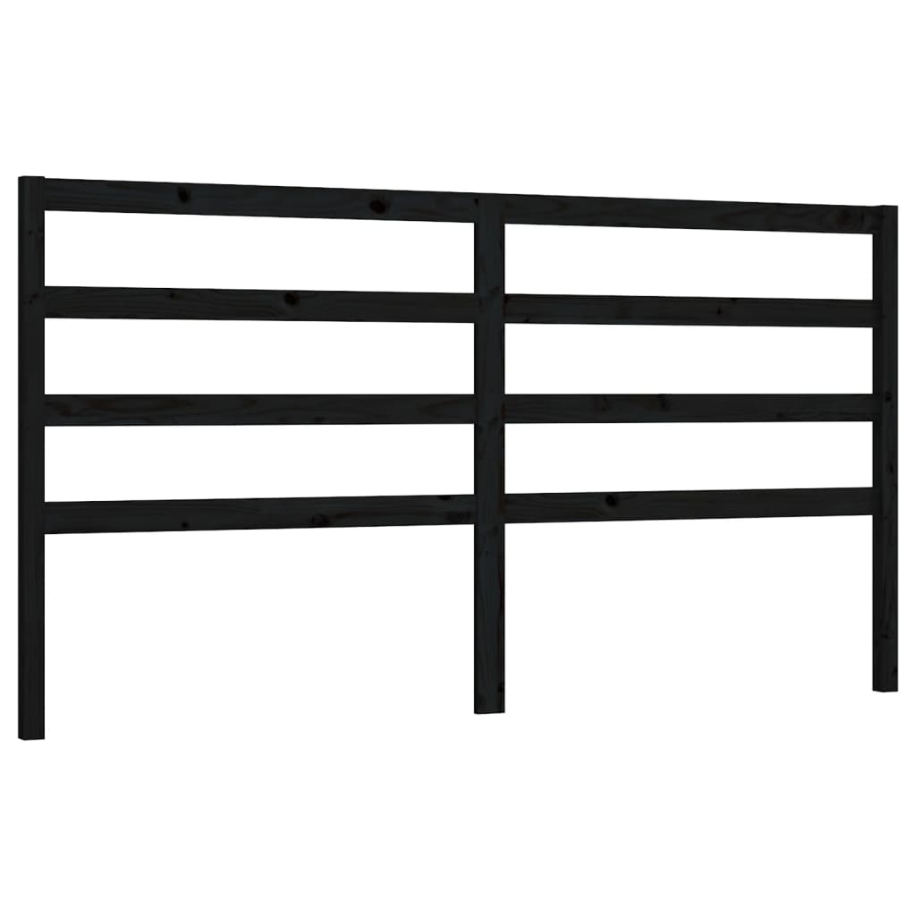 Bed Headboard Black 186x4x100 cm Solid Wood Pine