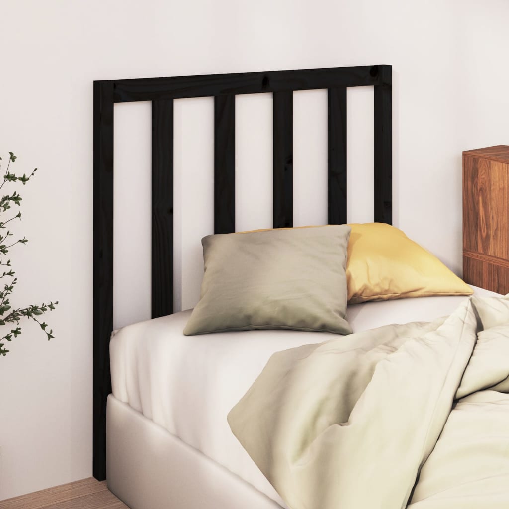 Bed Headboard Black 96x4x100 cm Solid Wood Pine