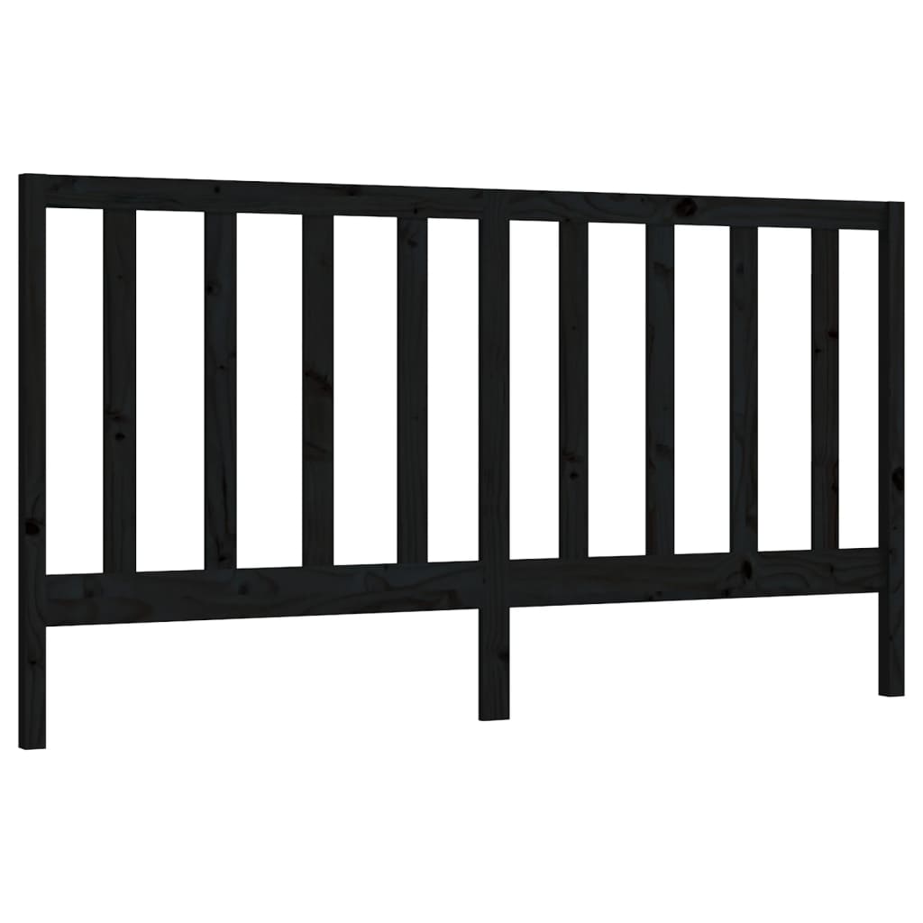 Bed Headboard Black 186x4x100 cm Solid Wood Pine