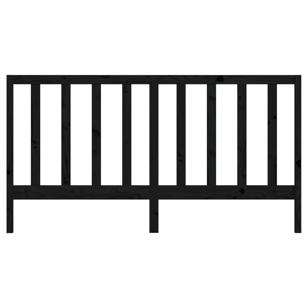 Bed Headboard Black 186x4x100 cm Solid Wood Pine