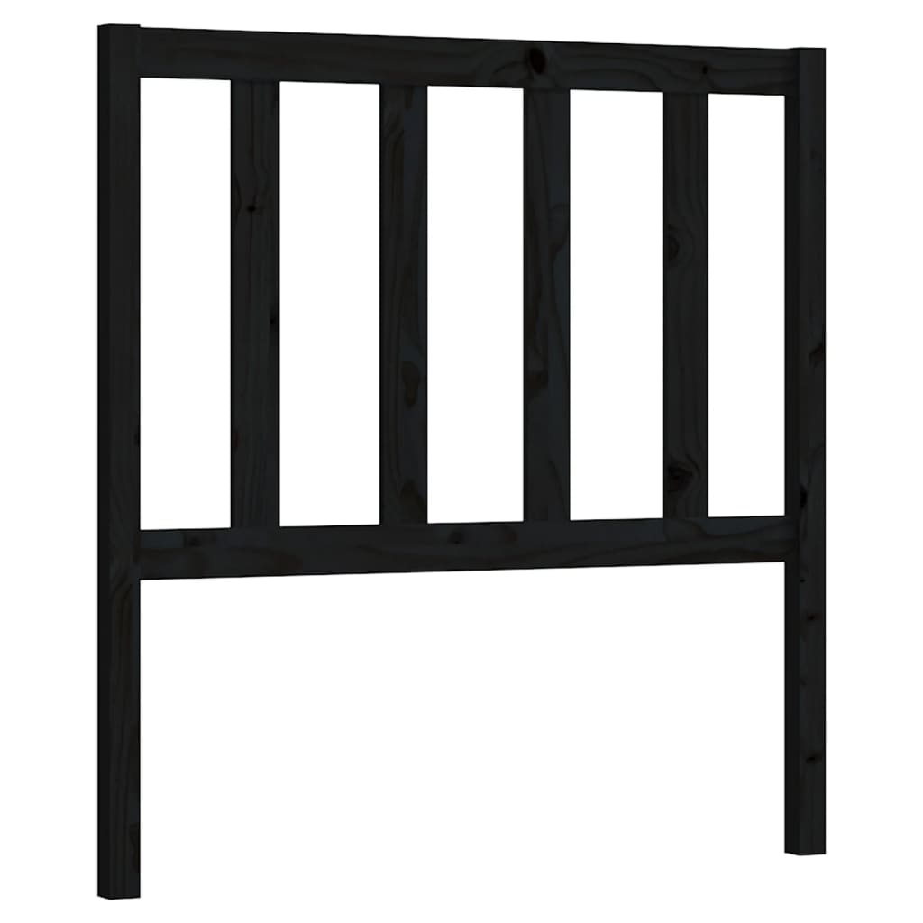 Bed Headboard Black 96x4x100 cm Solid Wood Pine