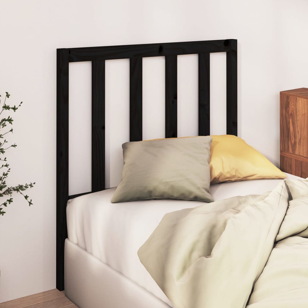 Bed Headboard Black 96x4x100 cm Solid Wood Pine