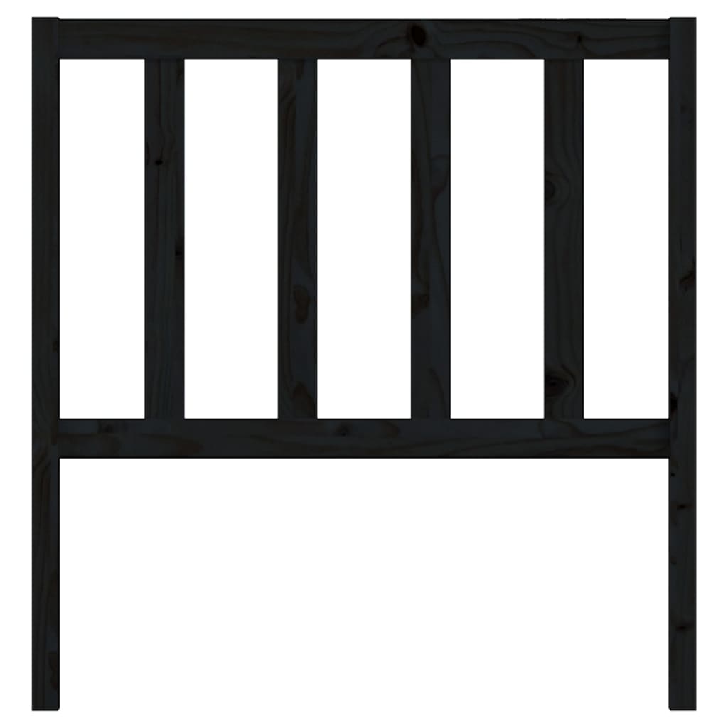 Bed Headboard Black 96x4x100 cm Solid Wood Pine