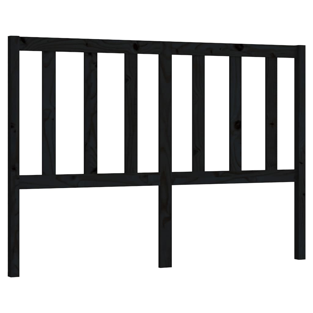 Bed Headboard Black 141x4x100 cm Solid Wood Pine