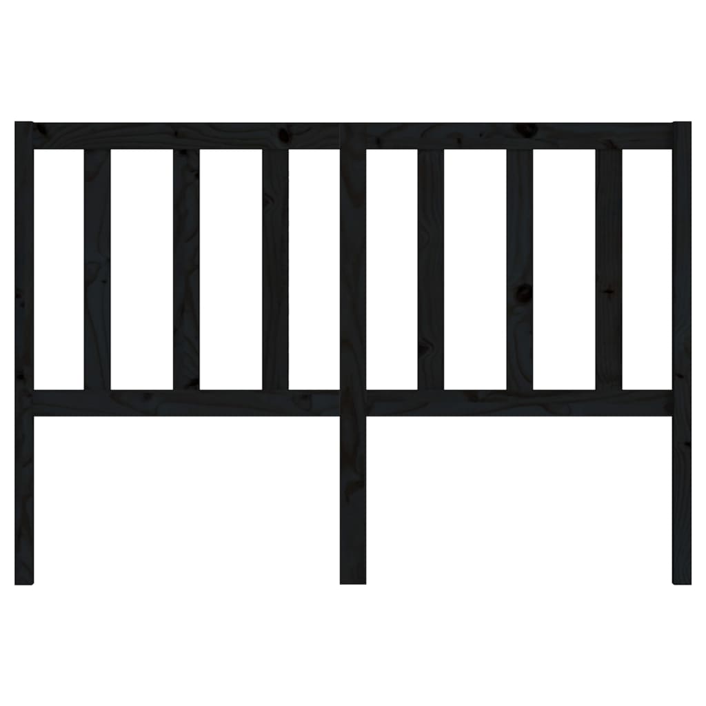 Bed Headboard Black 141x4x100 cm Solid Wood Pine