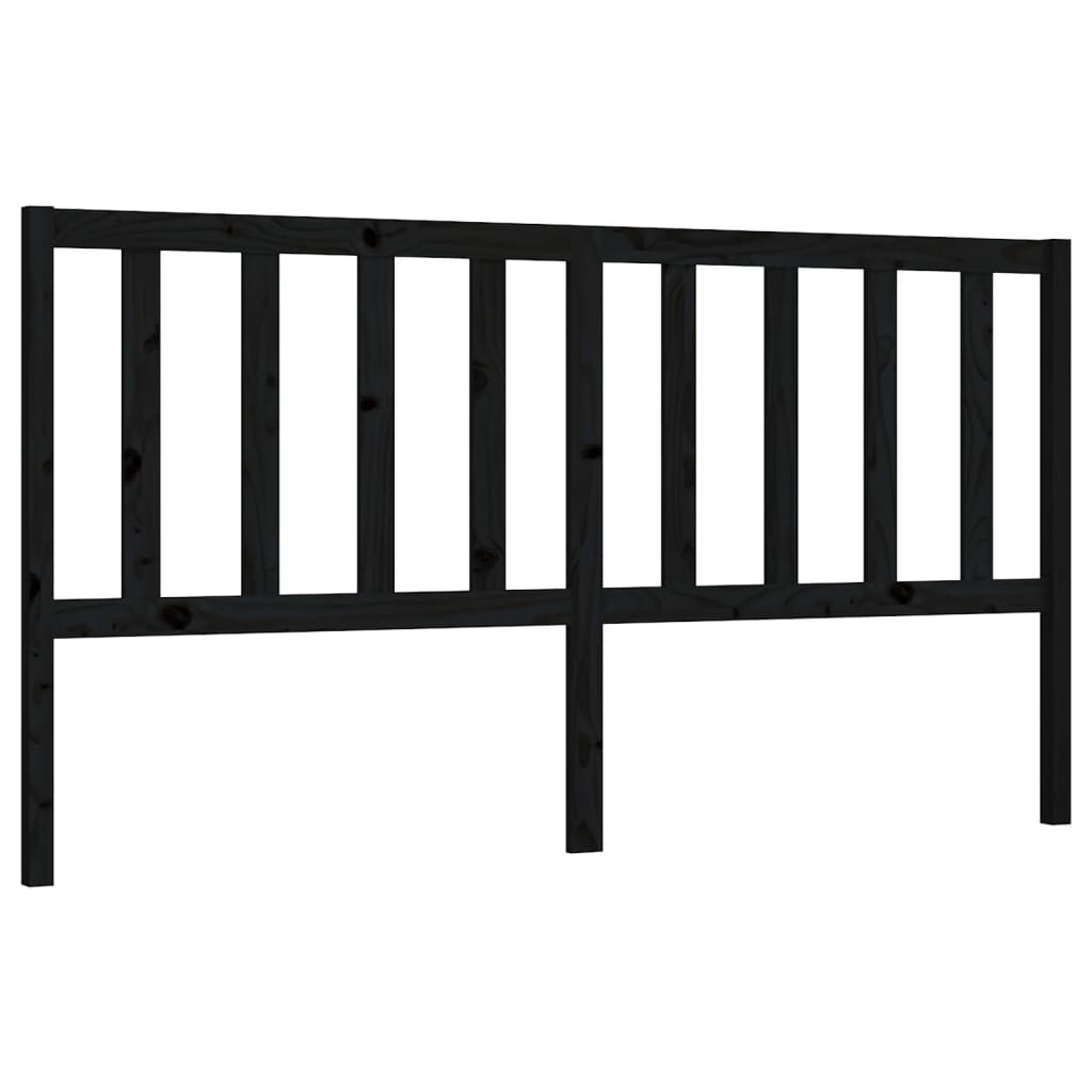 Bed Headboard Black 186x4x100 cm Solid Wood Pine