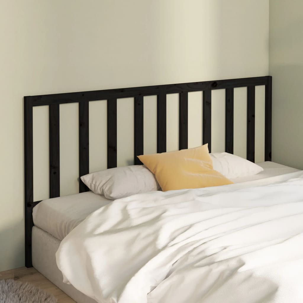 Bed Headboard Black 186x4x100 cm Solid Wood Pine