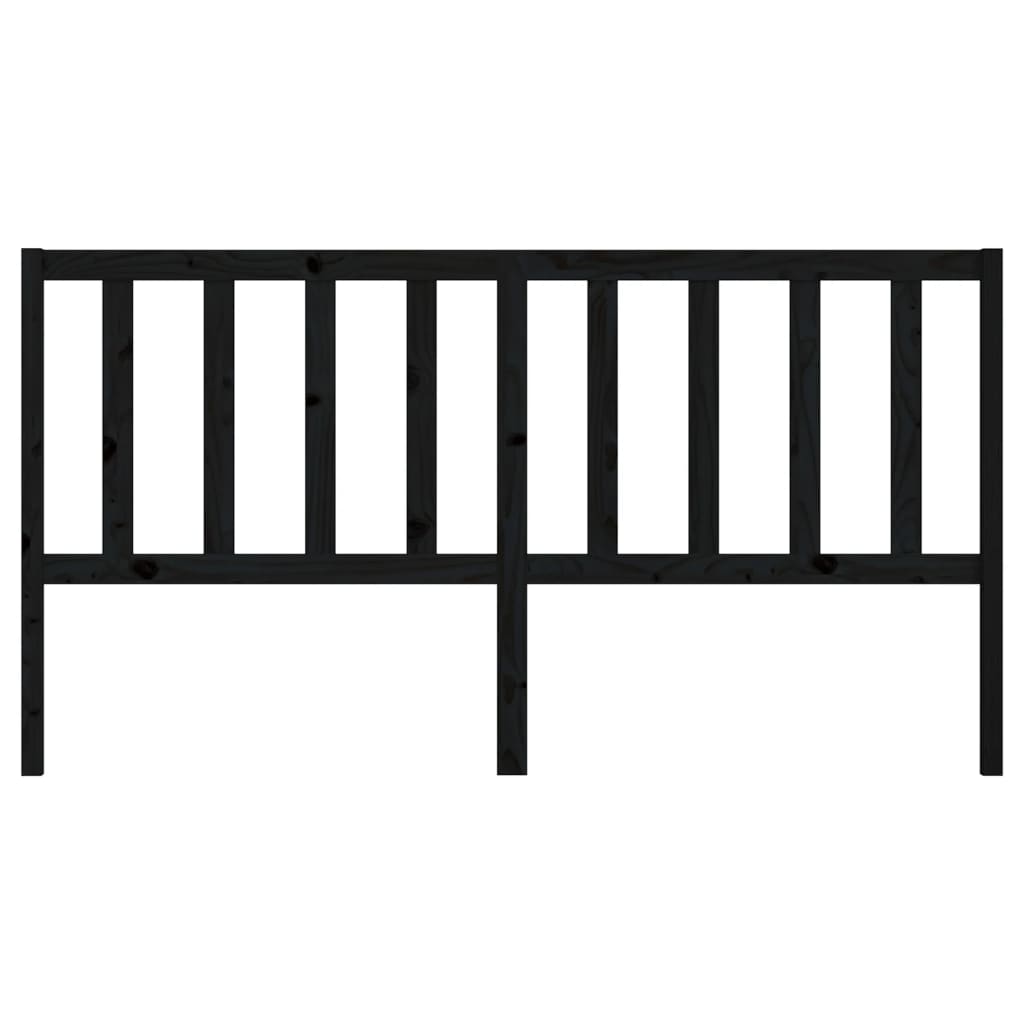 Bed Headboard Black 186x4x100 cm Solid Wood Pine