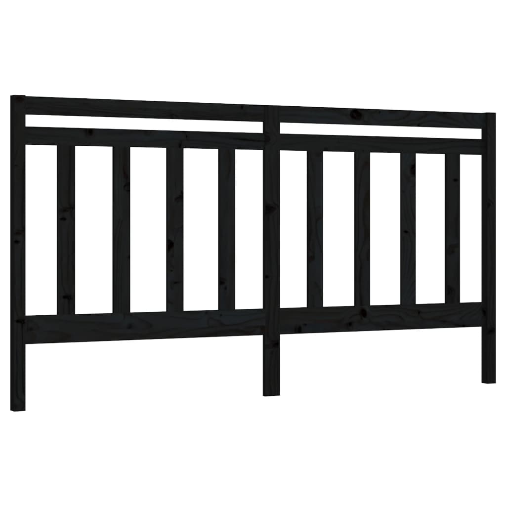 Bed Headboard Black 186x4x100 cm Solid Wood Pine