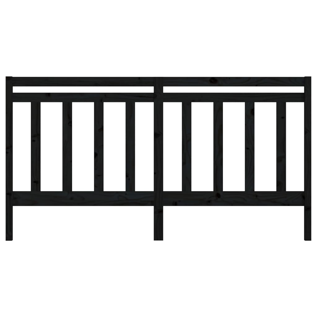 Bed Headboard Black 186x4x100 cm Solid Wood Pine