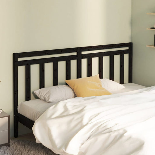 Bed Headboard Black 186x4x100 cm Solid Wood Pine