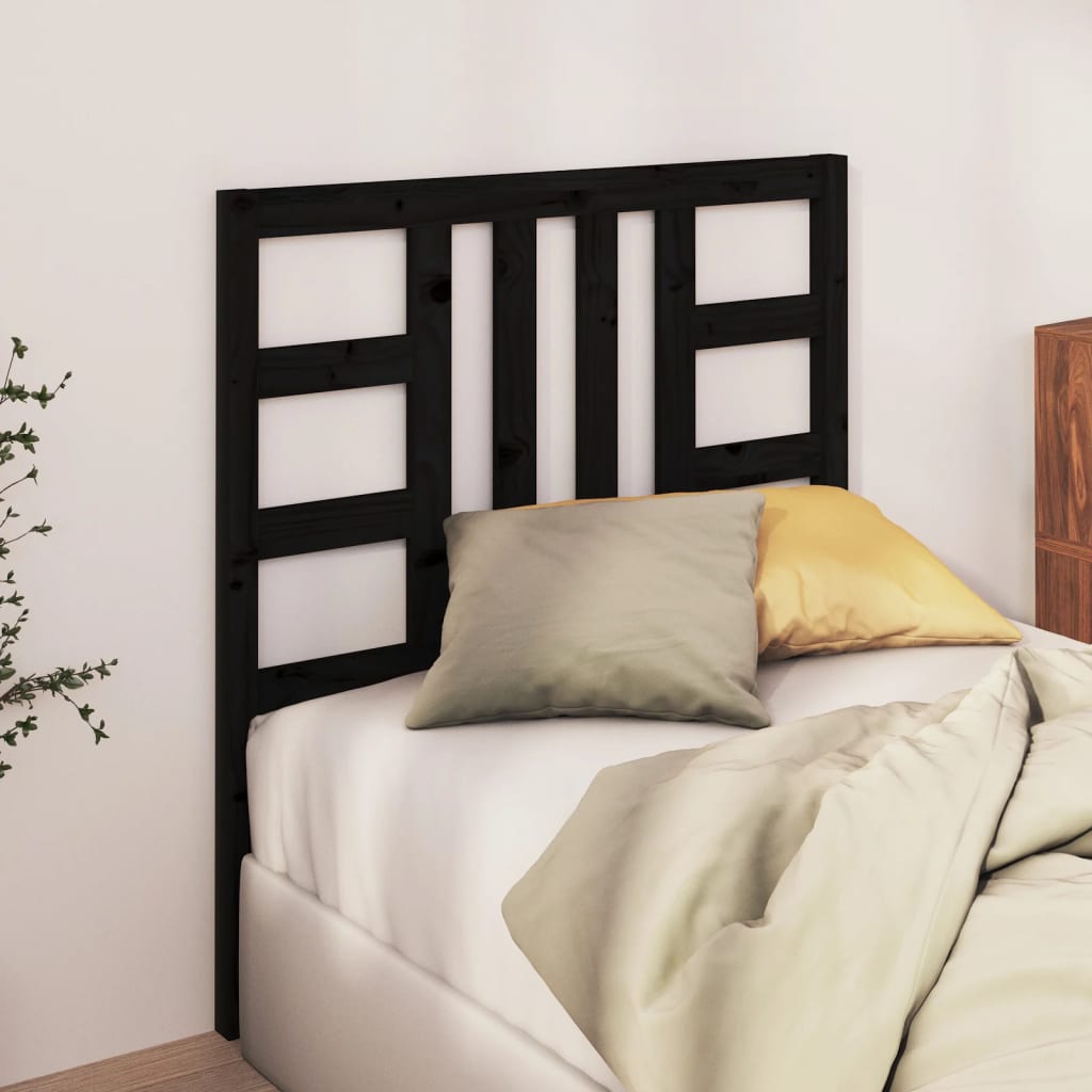 Bed Headboard Black 96x4x100 cm Solid Wood Pine