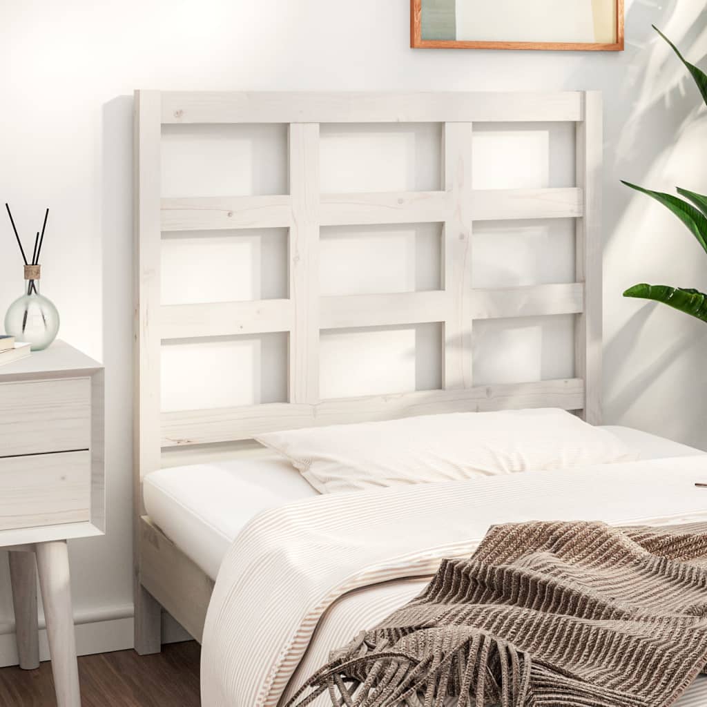 Bed Headboard White 95.5x4x100 cm Solid Wood Pine