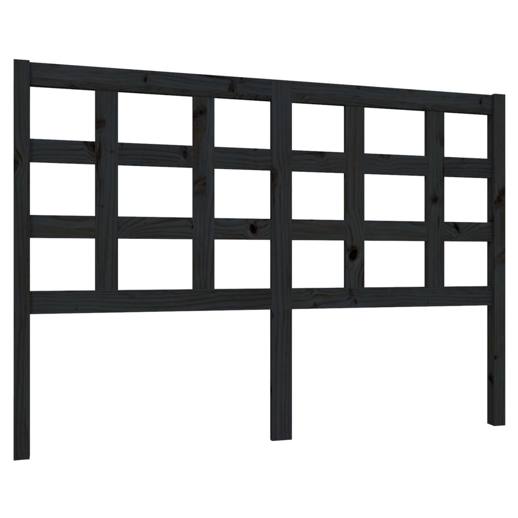 Bed Headboard Black 140.5x4x100 cm Solid Wood Pine