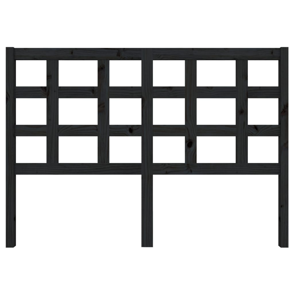 Bed Headboard Black 140.5x4x100 cm Solid Wood Pine