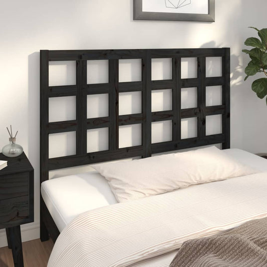 Bed Headboard Black 140.5x4x100 cm Solid Wood Pine