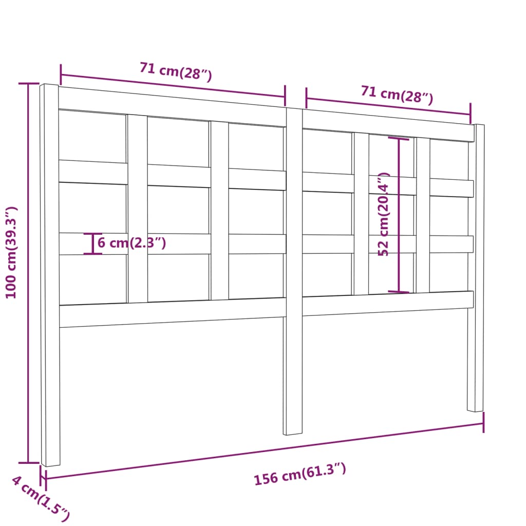 Bed Headboard 156x4x100 cm Solid Wood Pine