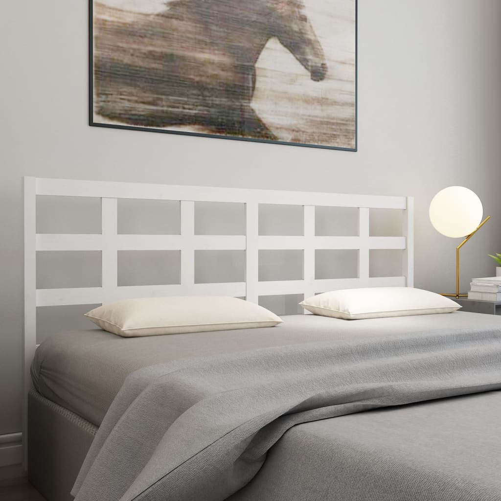 Bed Headboard White 185.5x4x100 cm Solid Wood Pine