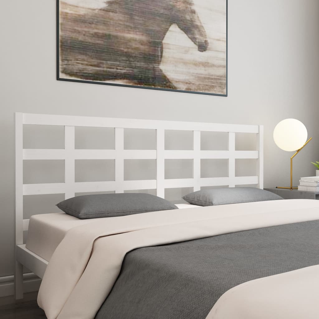 Bed Headboard White 185.5x4x100 cm Solid Wood Pine