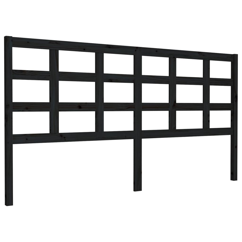 Bed Headboard Black 185.5x4x100 cm Solid Wood Pine