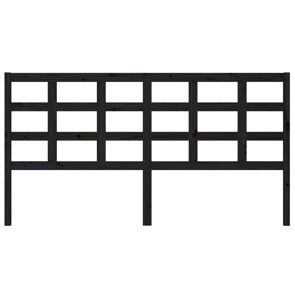 Bed Headboard Black 185.5x4x100 cm Solid Wood Pine