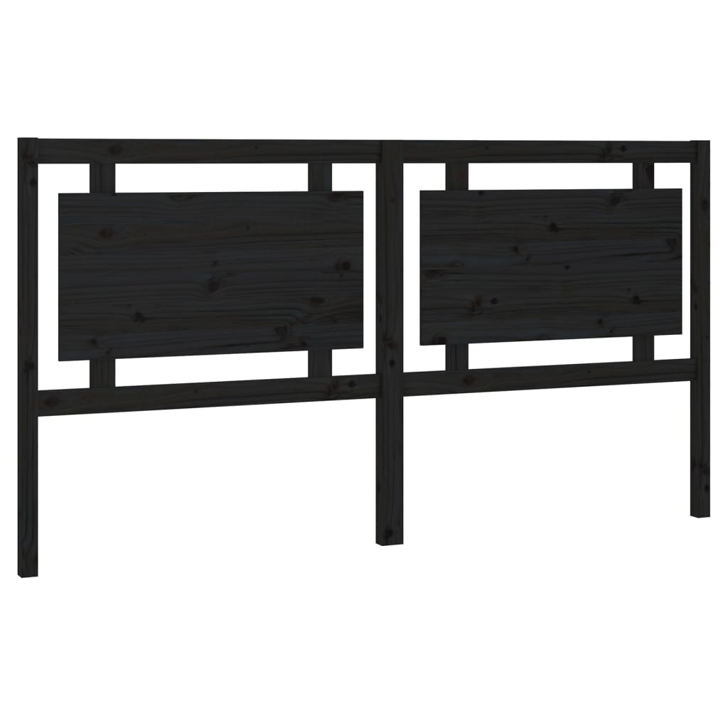 Bed Headboard Black 185.5x4x100 cm Solid Wood Pine