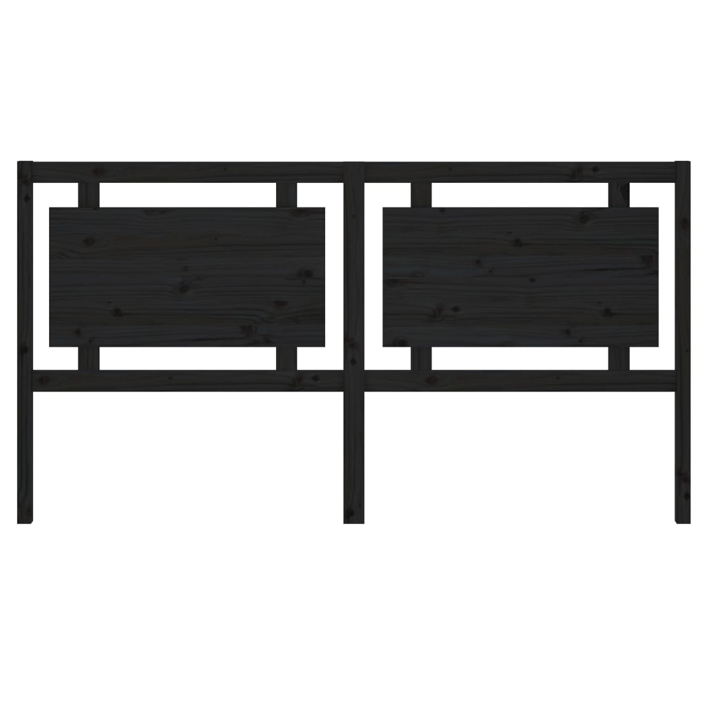 Bed Headboard Black 185.5x4x100 cm Solid Wood Pine