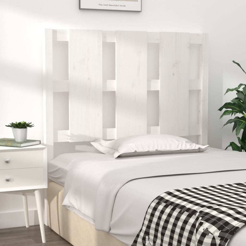 Bed Headboard White 95.5x4x100 cm Solid Wood Pine