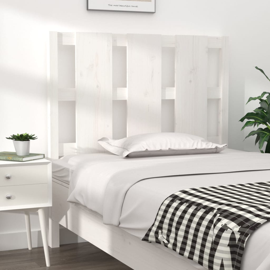 Bed Headboard White 95.5x4x100 cm Solid Wood Pine