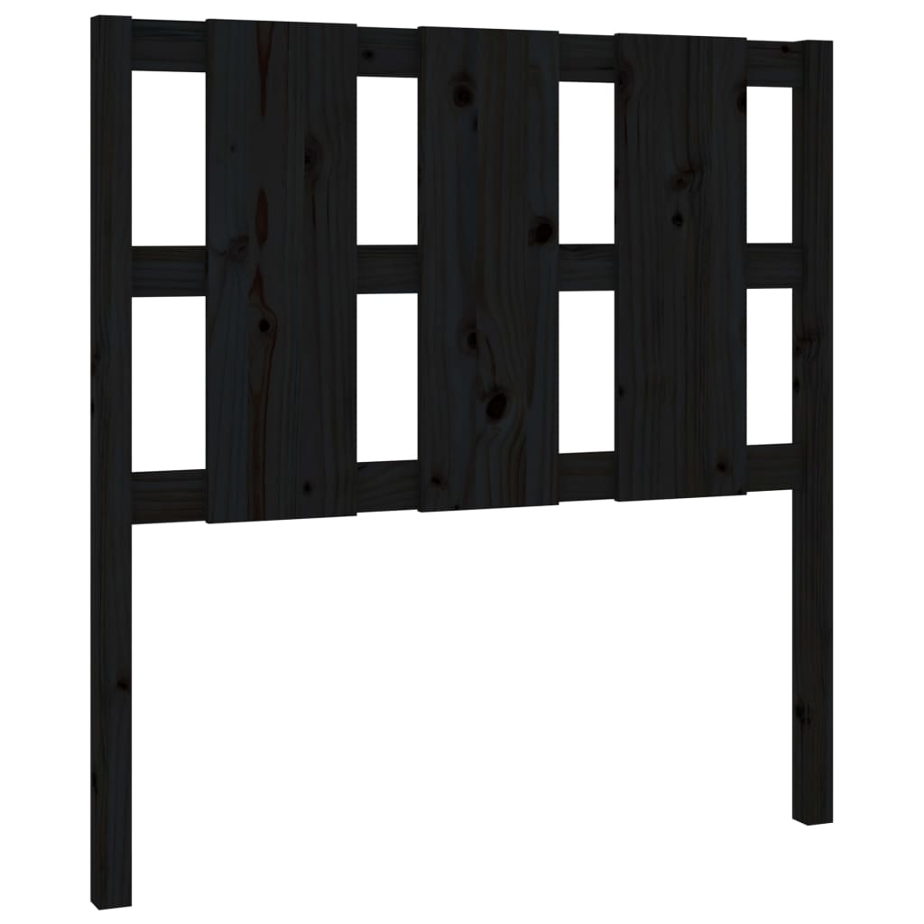 Bed Headboard Black 95.5x4x100 cm Solid Wood Pine