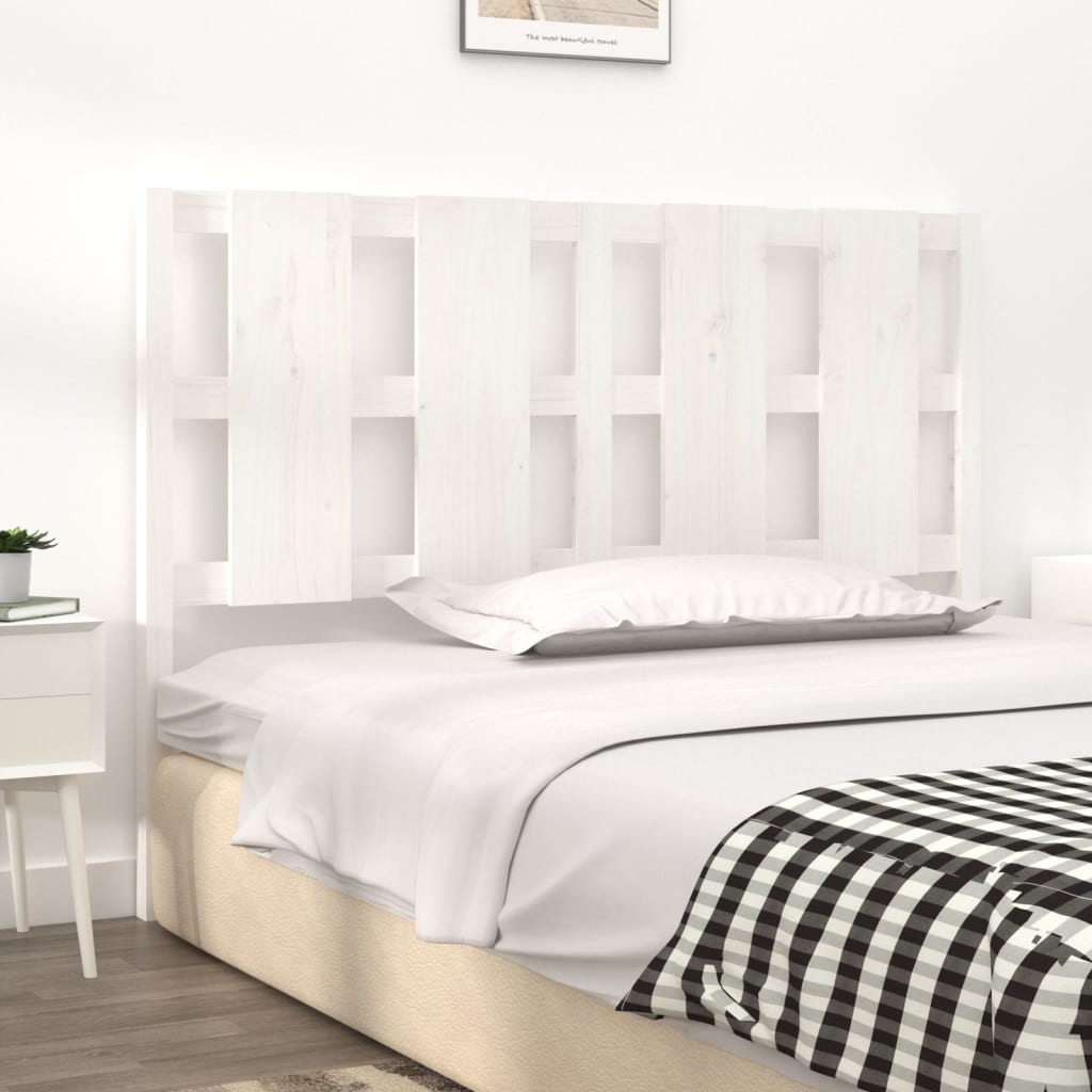 Bed Headboard White 140.5x4x100 cm Solid Wood Pine