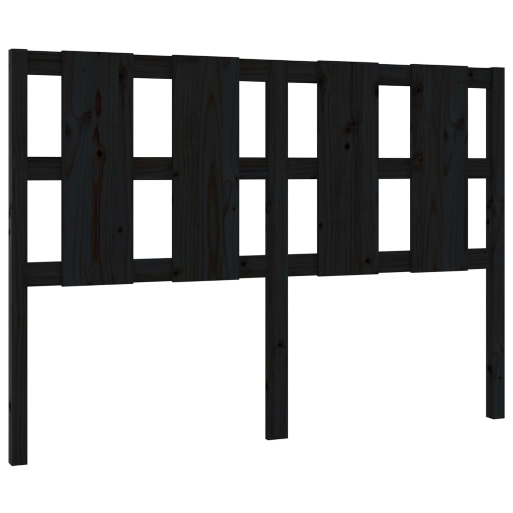 Bed Headboard Black 140.5x4x100 cm Solid Wood Pine