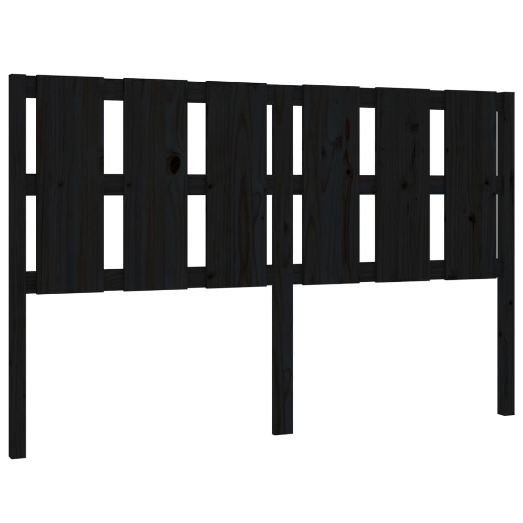 Bed Headboard Black 155.5x4x100 cm Solid Wood Pine