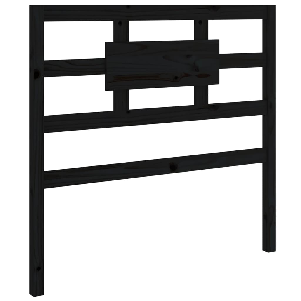 Bed Headboard Black 95.5x4x100 cm Solid Wood Pine