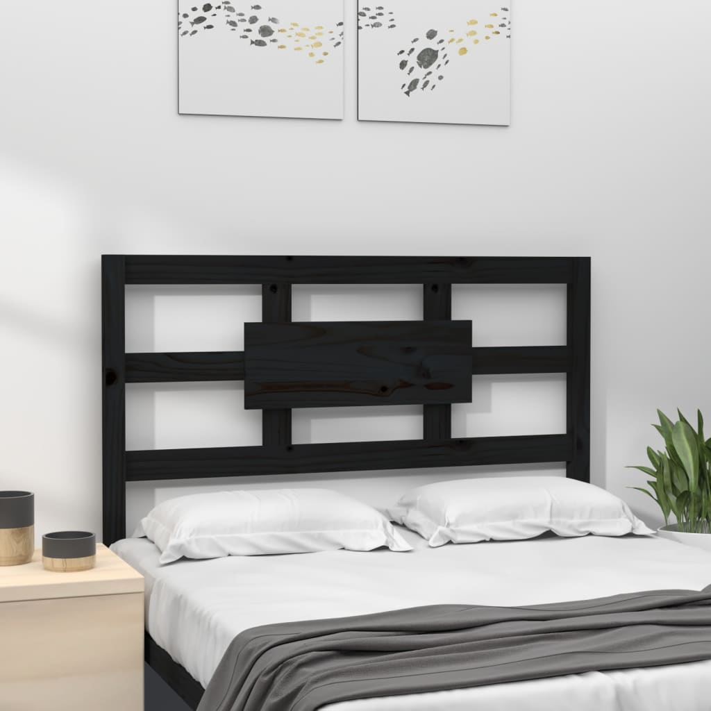 Bed Headboard Black 95.5x4x100 cm Solid Wood Pine