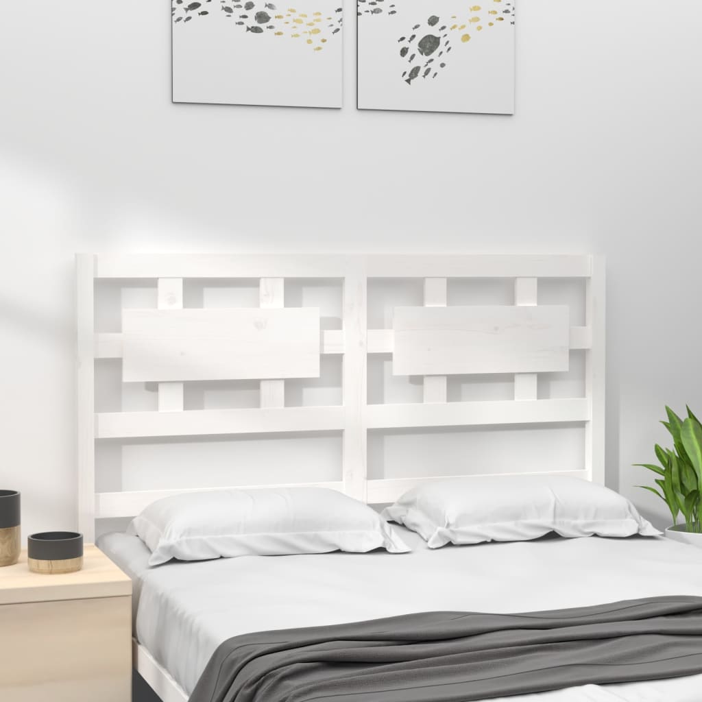 Bed Headboard White 140.5x4x100 cm Solid Wood Pine