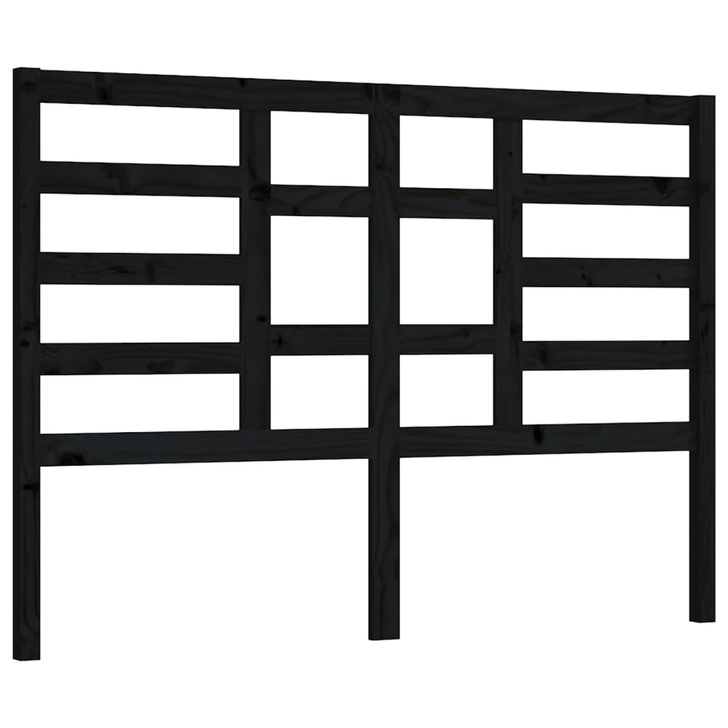 Bed Headboard Black 141x4x104 cm Solid Wood Pine