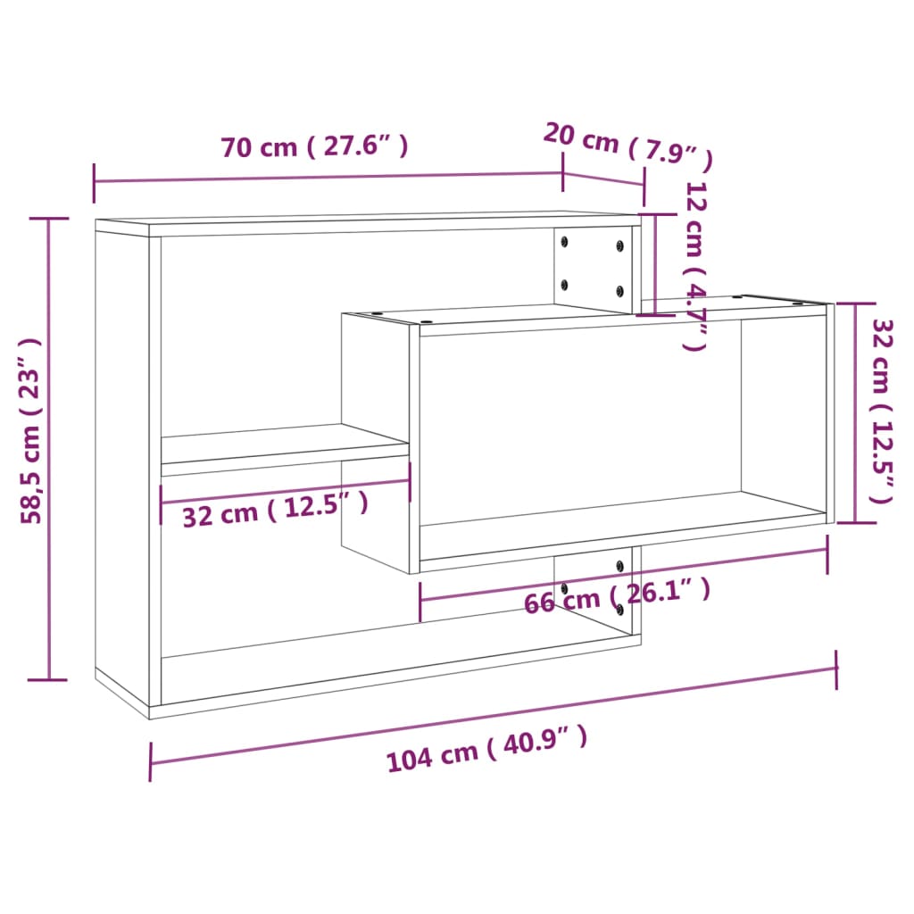 Wall Shelf Brown Oak 104x20x58.5 cm Engineered Wood