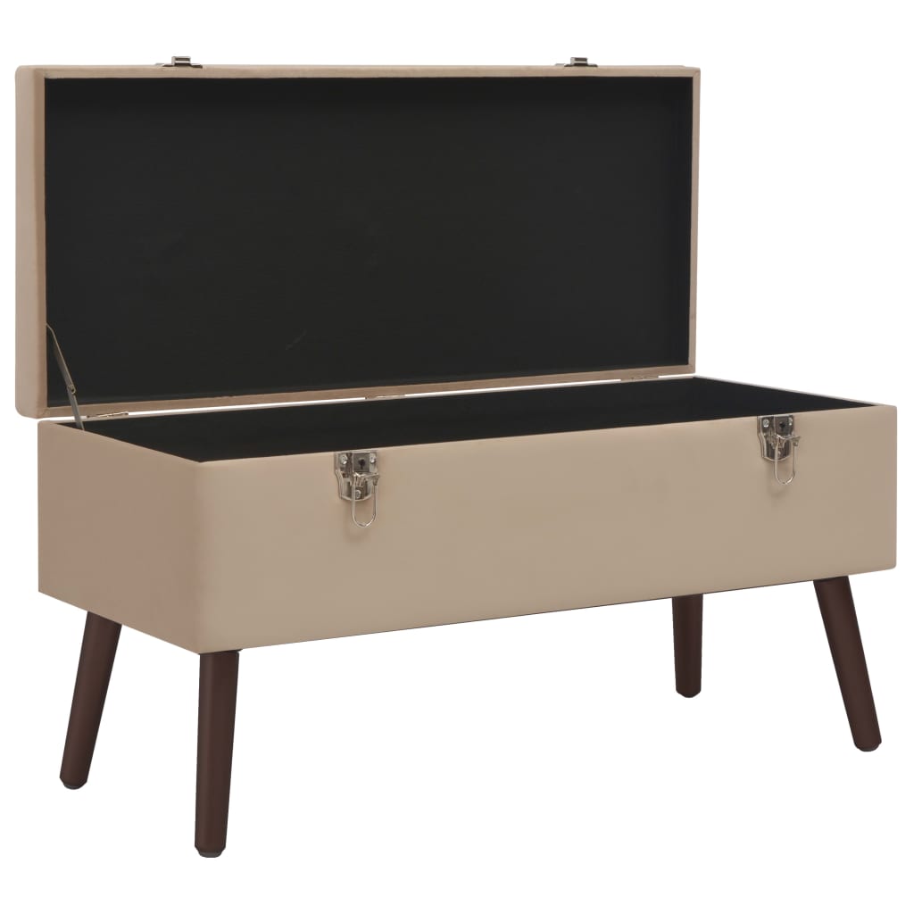 Bench with Storage Compartment Beige 80 cm Velvet